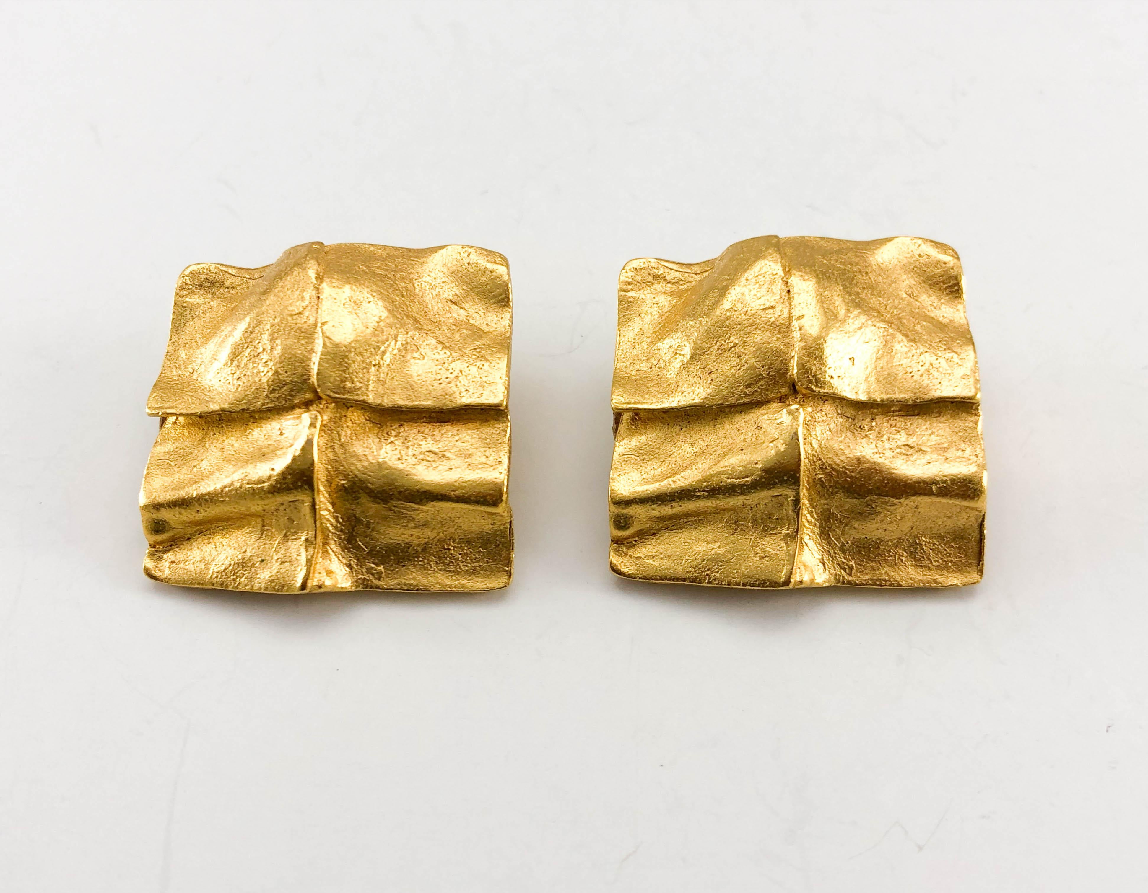 1980's Yves Saint Laurent 'Molten Gold' Clip-on Earrings, by Robert Goossens 1
