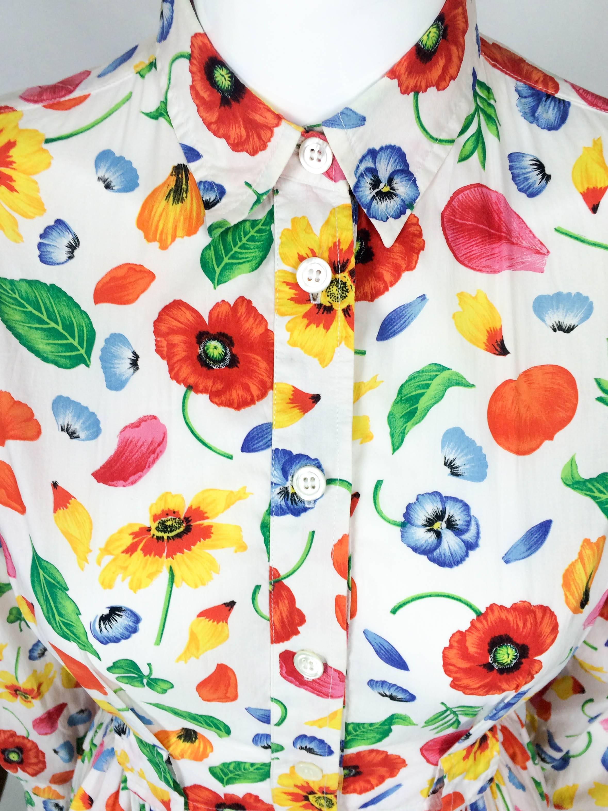 Kenzo Floral Shirt Dress - 1970s / 1980s In Excellent Condition For Sale In London, Chelsea