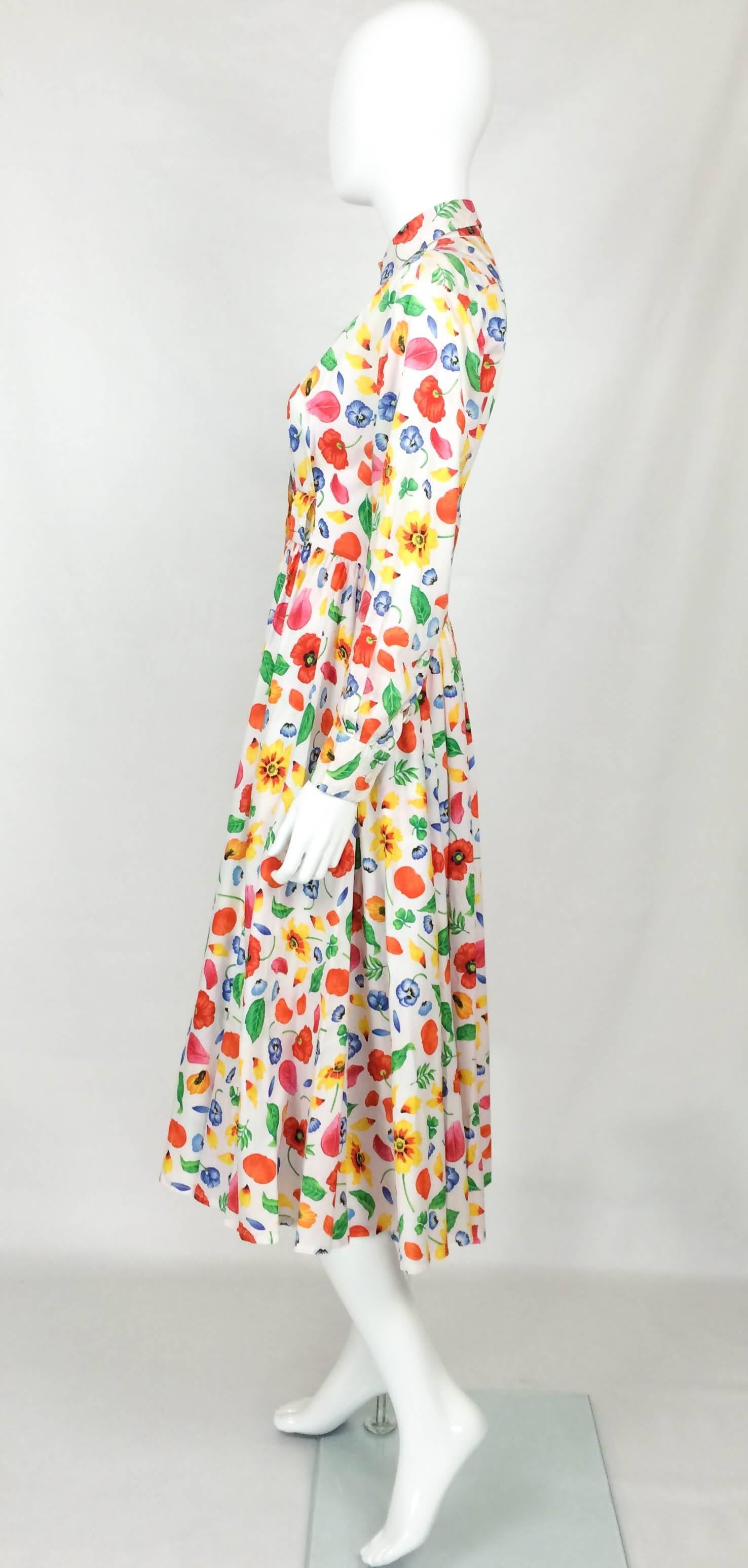 Women's Kenzo Floral Shirt Dress - 1970s / 1980s For Sale