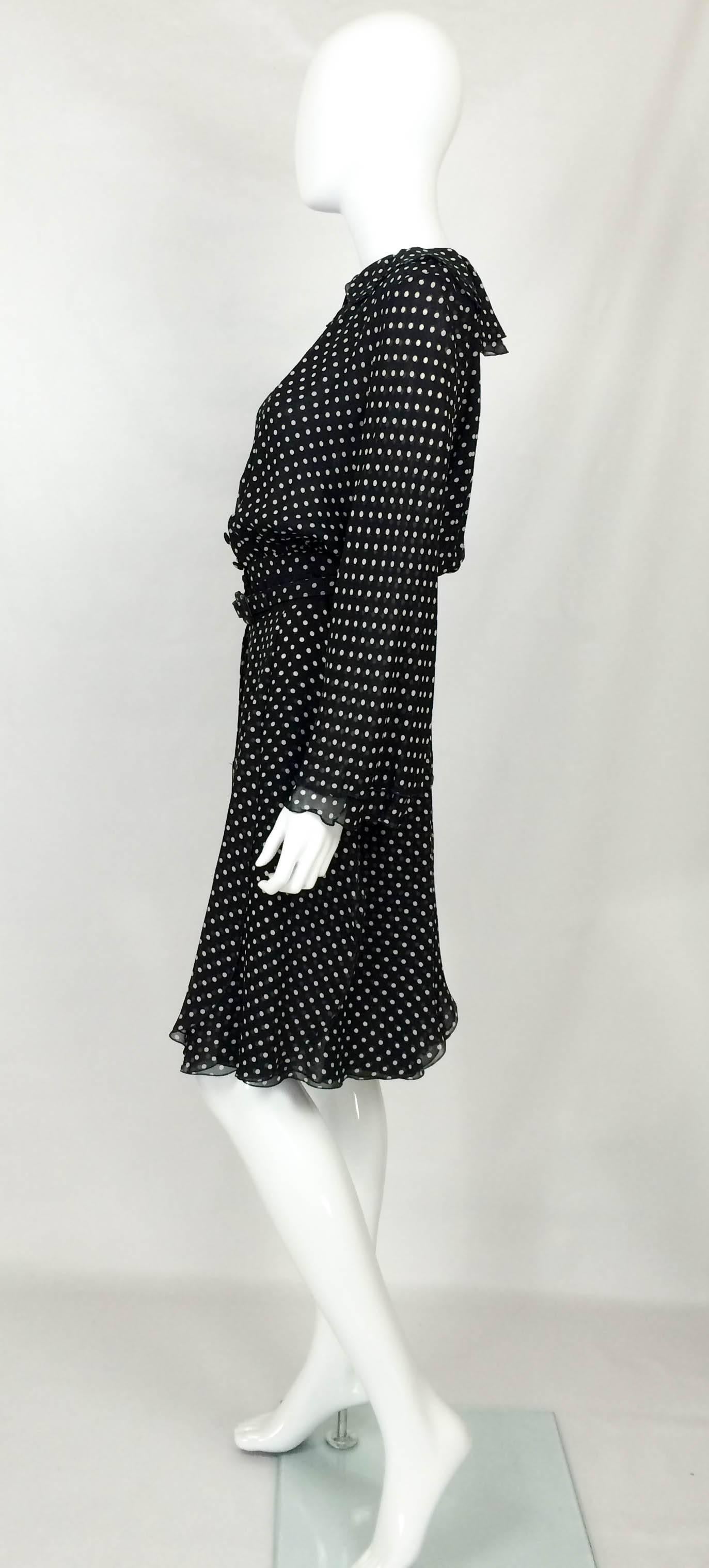 Valentino Silk Polka Dot Dress - 1970s 2