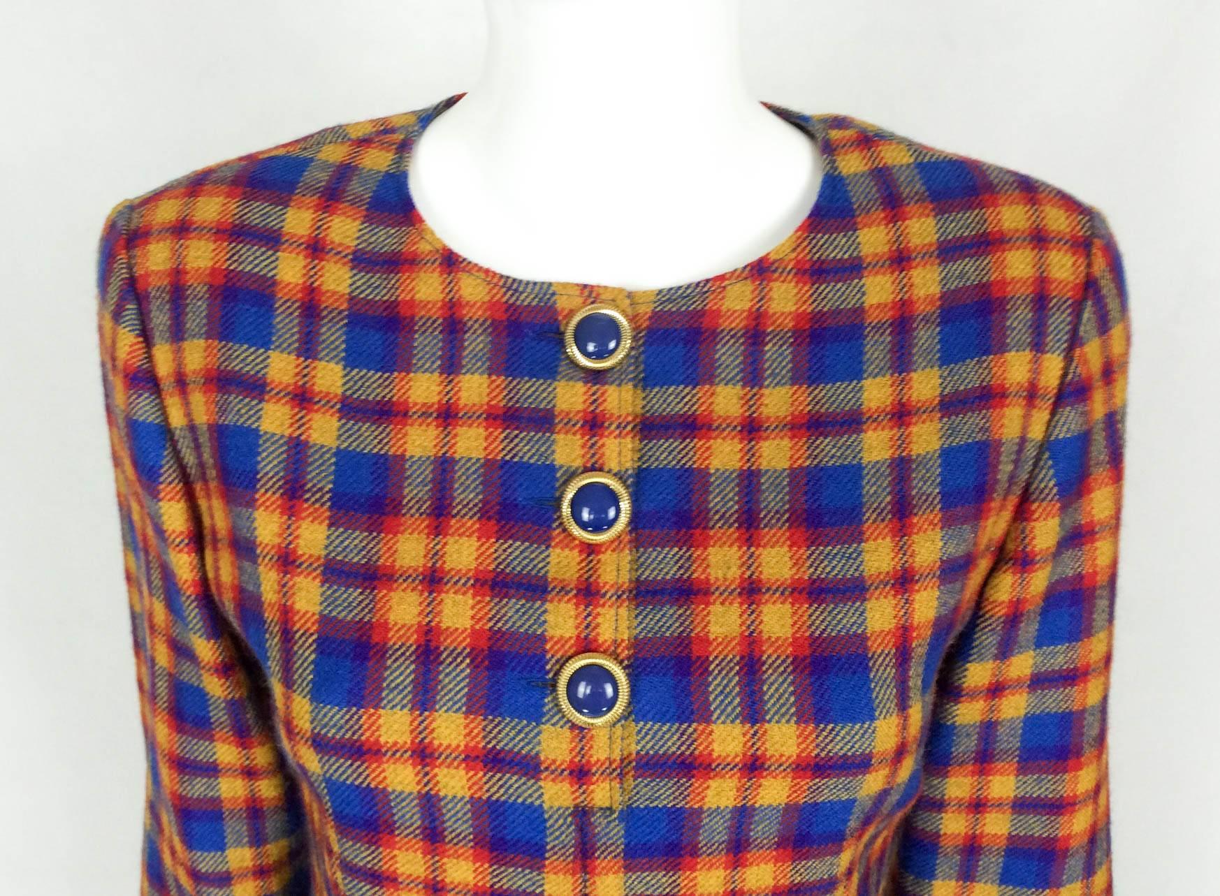 Valentino Wool Plaid Dress - Early 1990s In New Condition For Sale In London, Chelsea