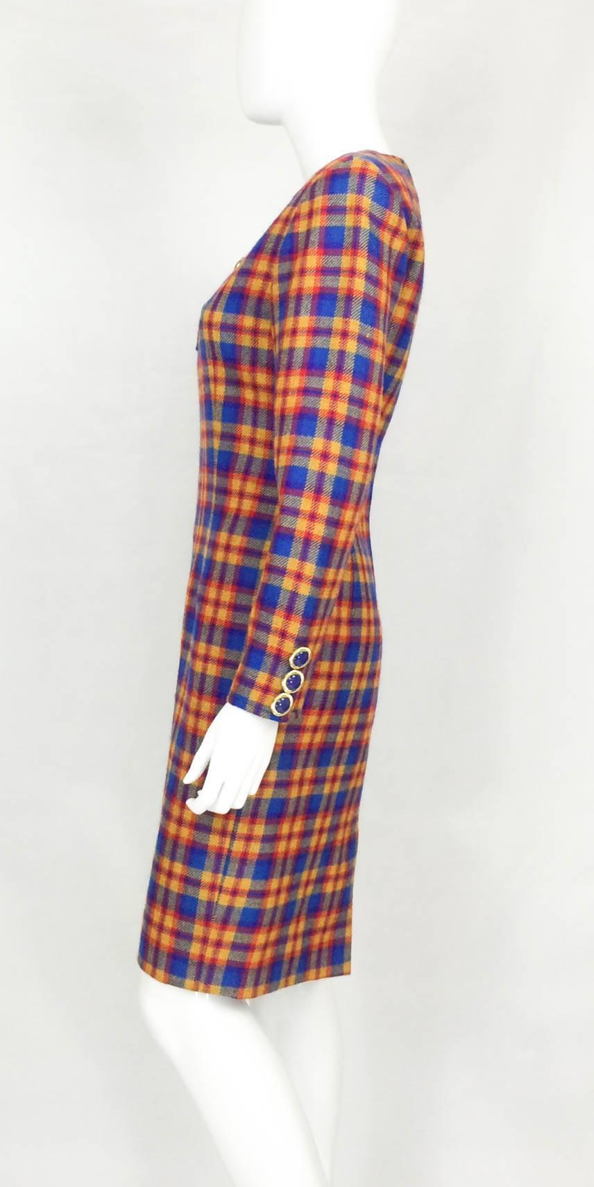 Women's Valentino Wool Plaid Dress - Early 1990s For Sale