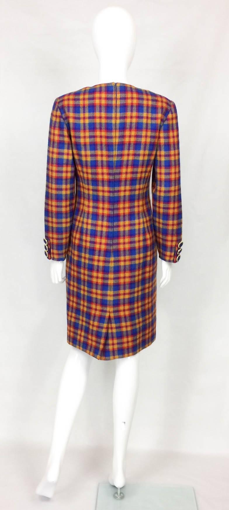 Valentino Wool Plaid Dress - Early 1990s For Sale 1