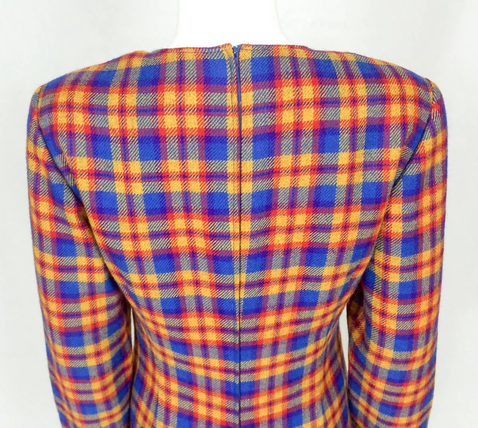 Valentino Wool Plaid Dress - Early 1990s For Sale 2