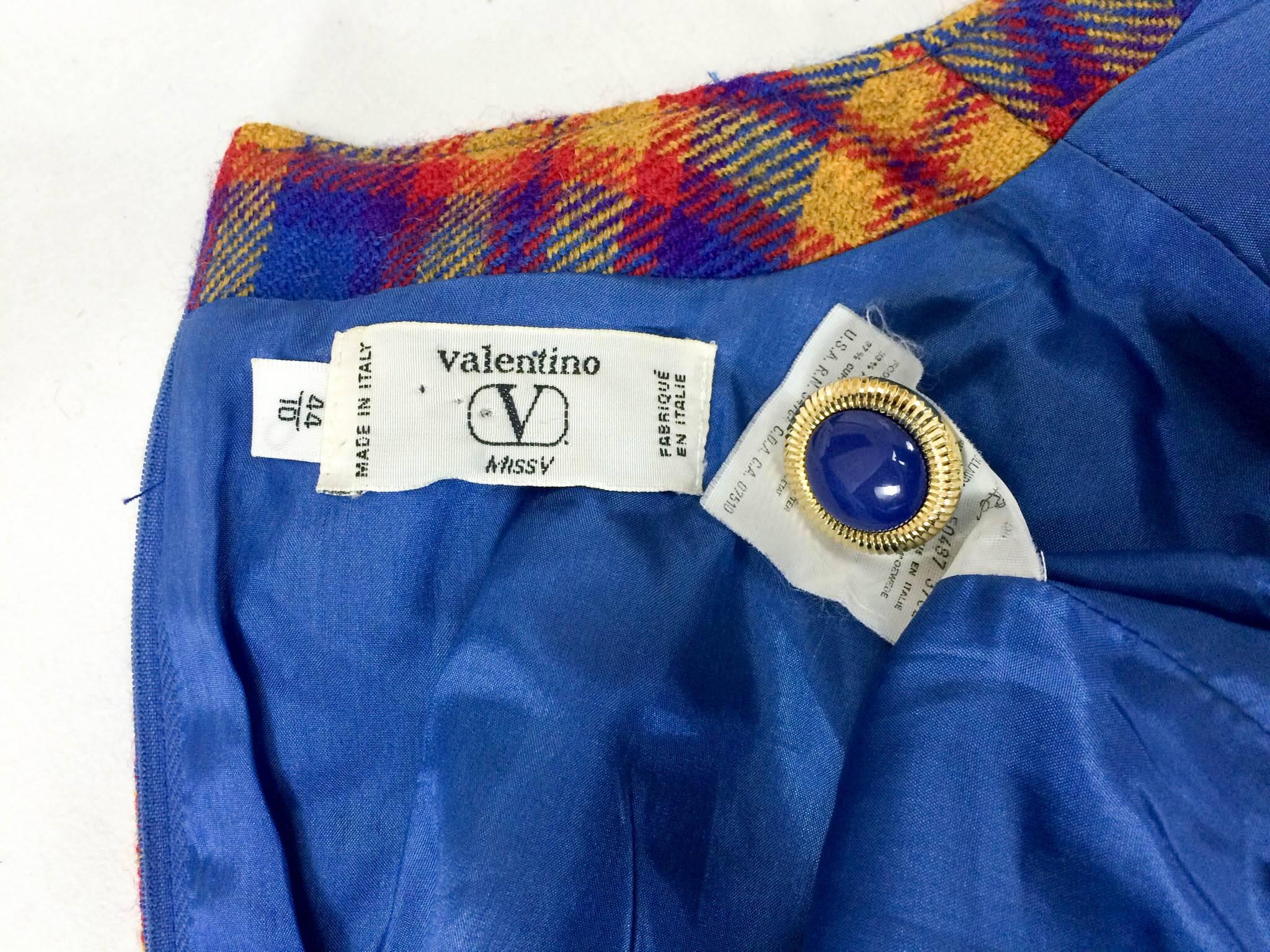 Valentino Wool Plaid Dress - Early 1990s For Sale 3
