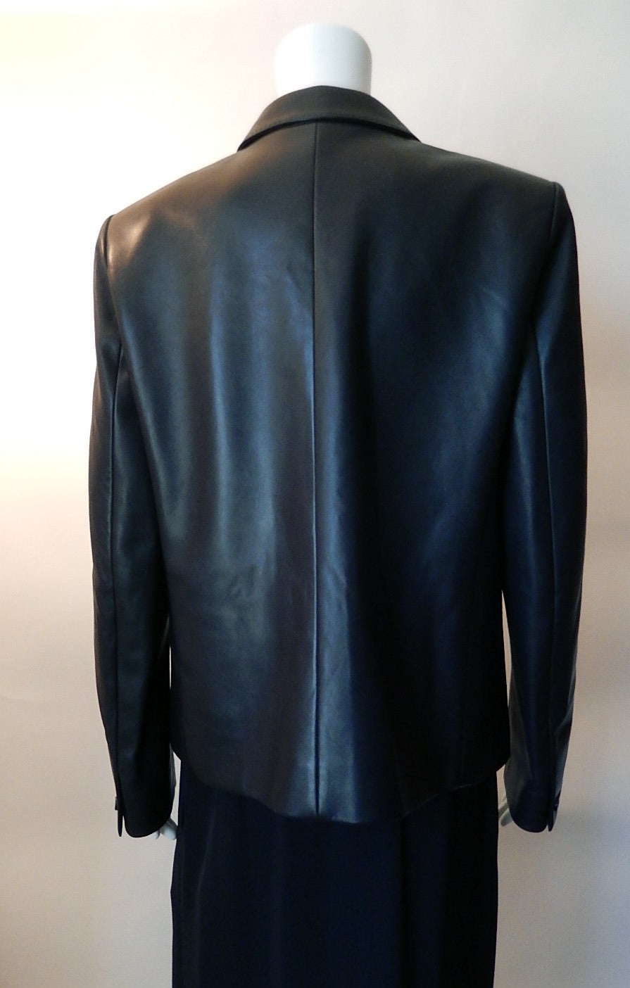 Hermes Black Lambskin Leather Jacket with Front Pockets Leather Buttons Size 46 In Excellent Condition For Sale In New York, NY