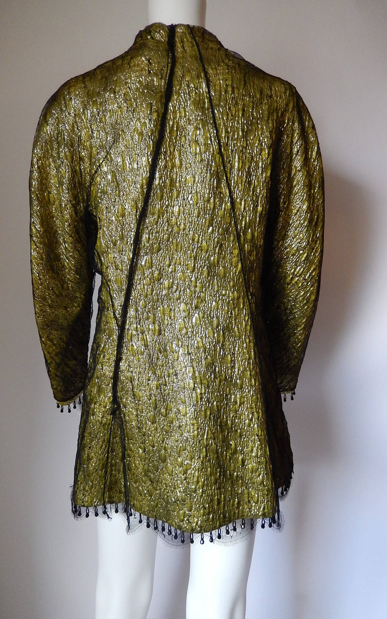Chado Ralph Rucci Beautiful Silk and Wool Long Tunic Top With Lace Overlay For Sale 2