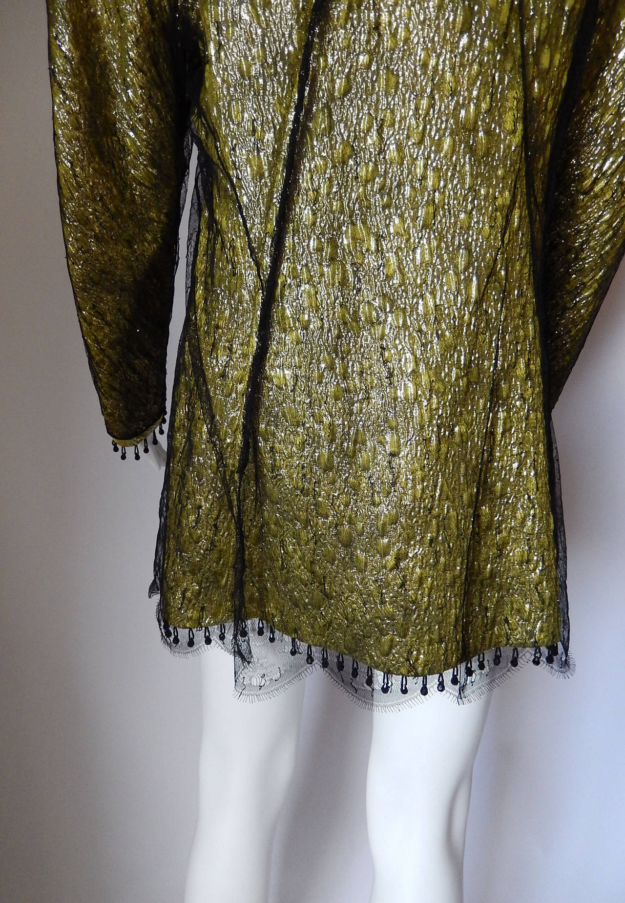 Chado Ralph Rucci Beautiful Silk and Wool Long Tunic Top With Lace Overlay For Sale 3