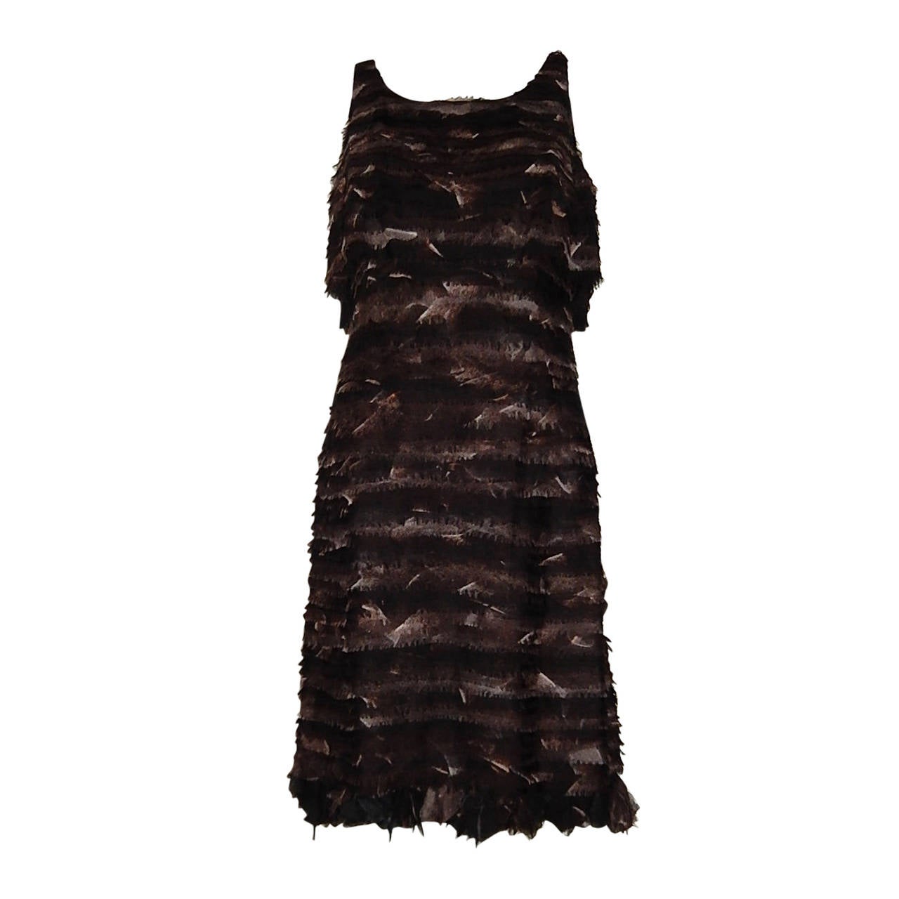 Chado Ralph Rucci Haute Couture Tiered Fringed Dress NWT 8 For Sale