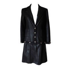 Chanel Runway Black Coat Jacket Cotton/Cashmere 29 Buttons Size 38