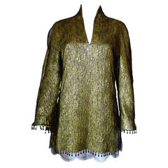 Chado Ralph Rucci Beautiful Silk and Wool Long Tunic Top With Lace Overlay