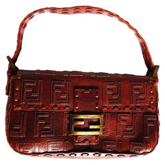 FENDI Burnt Sienna F Embossed Pochette Shoulder Bag