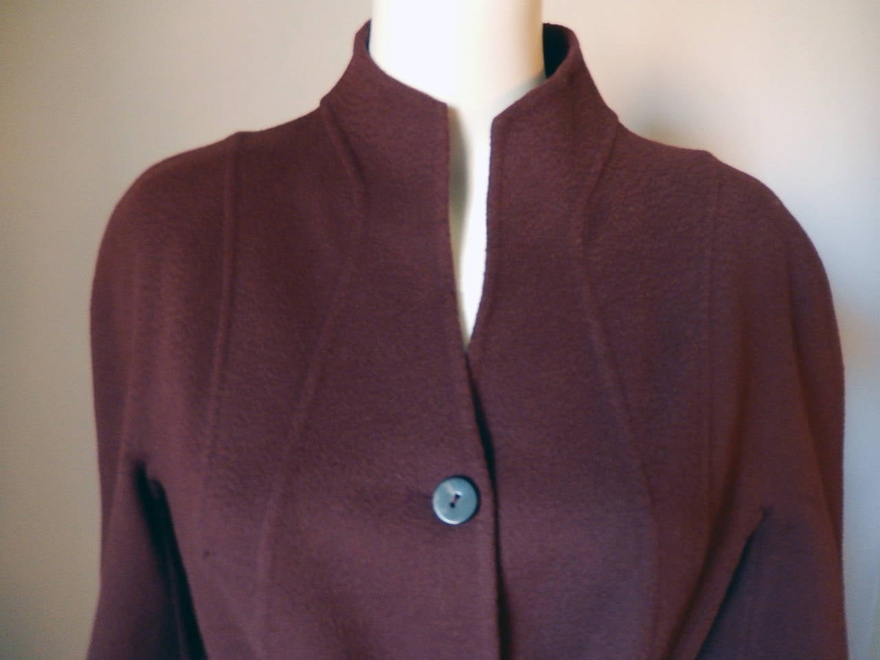 Women's Chado Ralph Rucci 100% Double Faced Cashmere Coat in Maroon For Sale