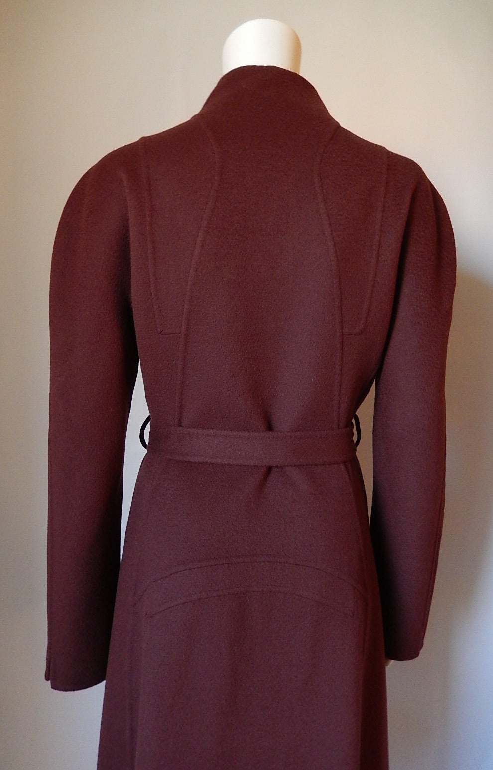 Chado Ralph Rucci 100% Double Faced Cashmere Coat in Maroon For Sale 3