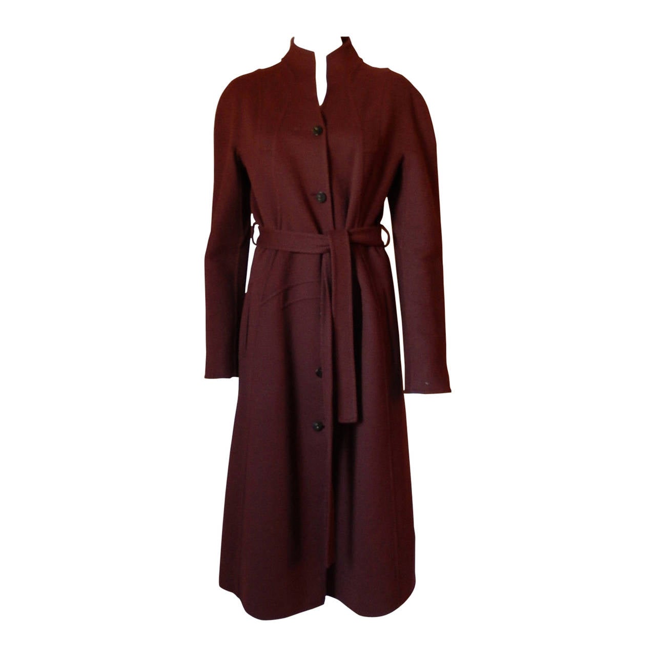 Chado Ralph Rucci 100% Double Faced Cashmere Coat in Maroon For Sale