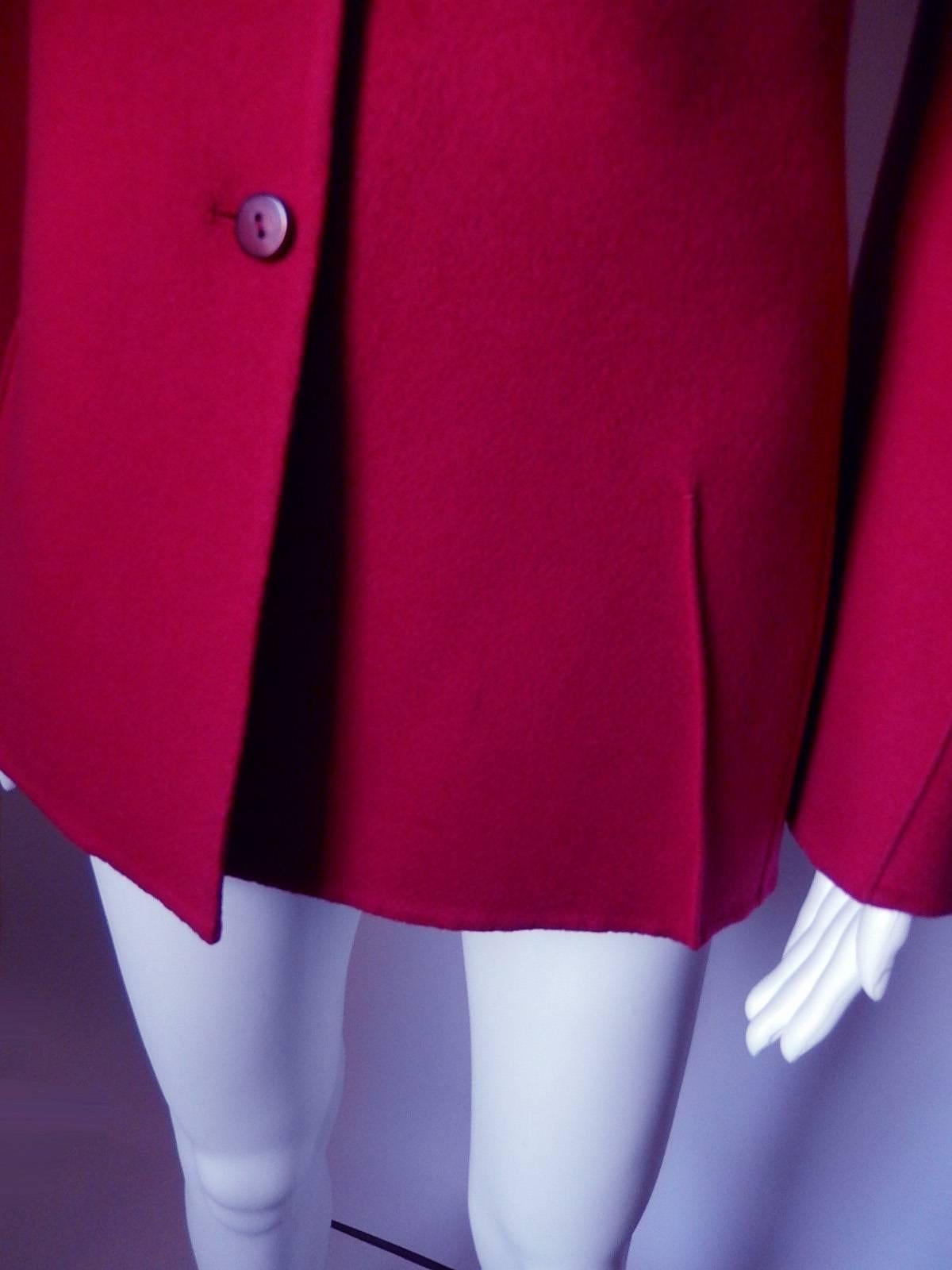 Chado Ralph Rucci 100% Cashmere Red/Raspberry Jacket Size 6 In Excellent Condition For Sale In New York, NY