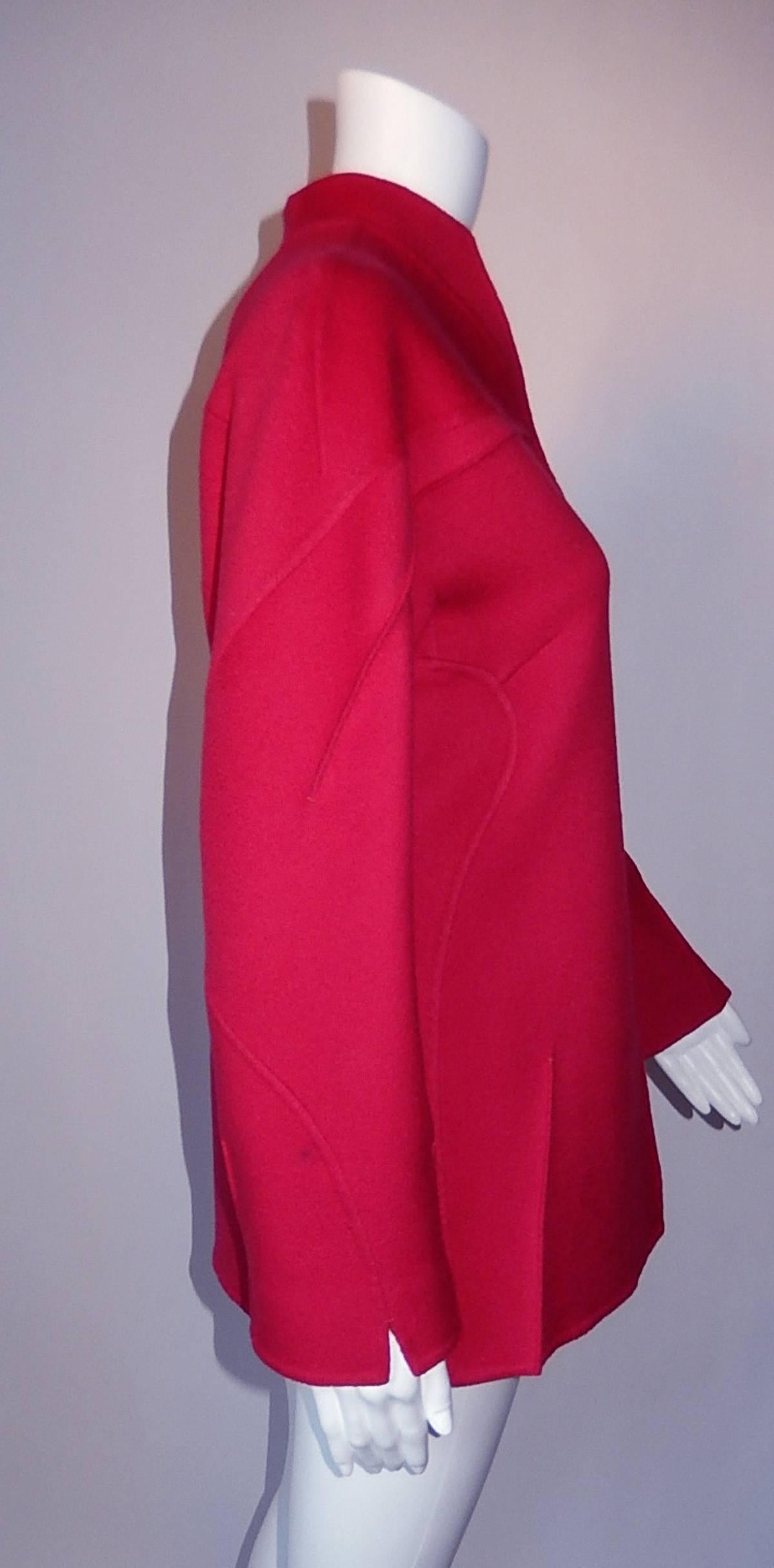 Women's Chado Ralph Rucci 100% Cashmere Red/Raspberry Jacket Size 6 For Sale