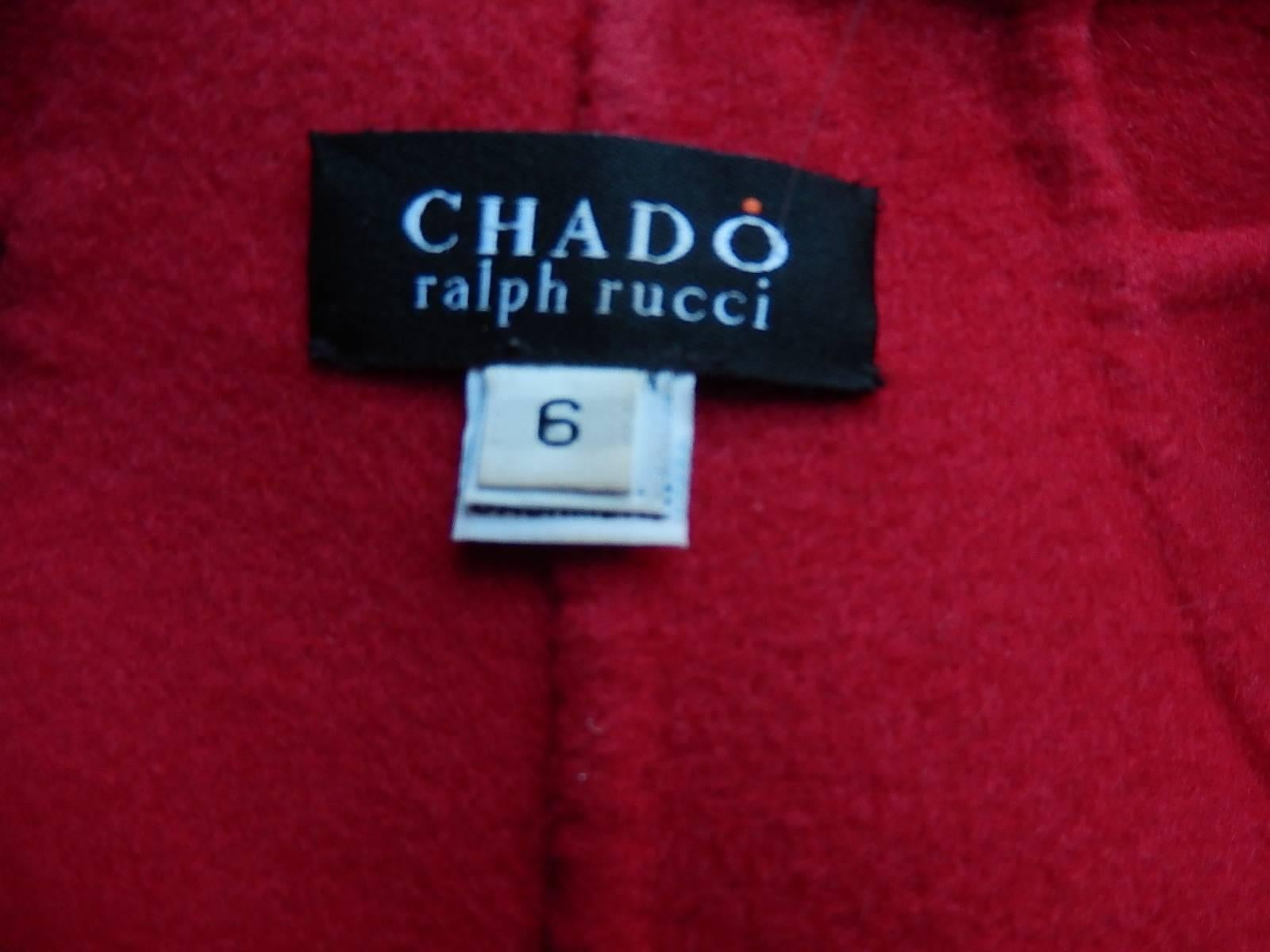 Chado Ralph Rucci 100% Cashmere Red/Raspberry Jacket Size 6 For Sale 2