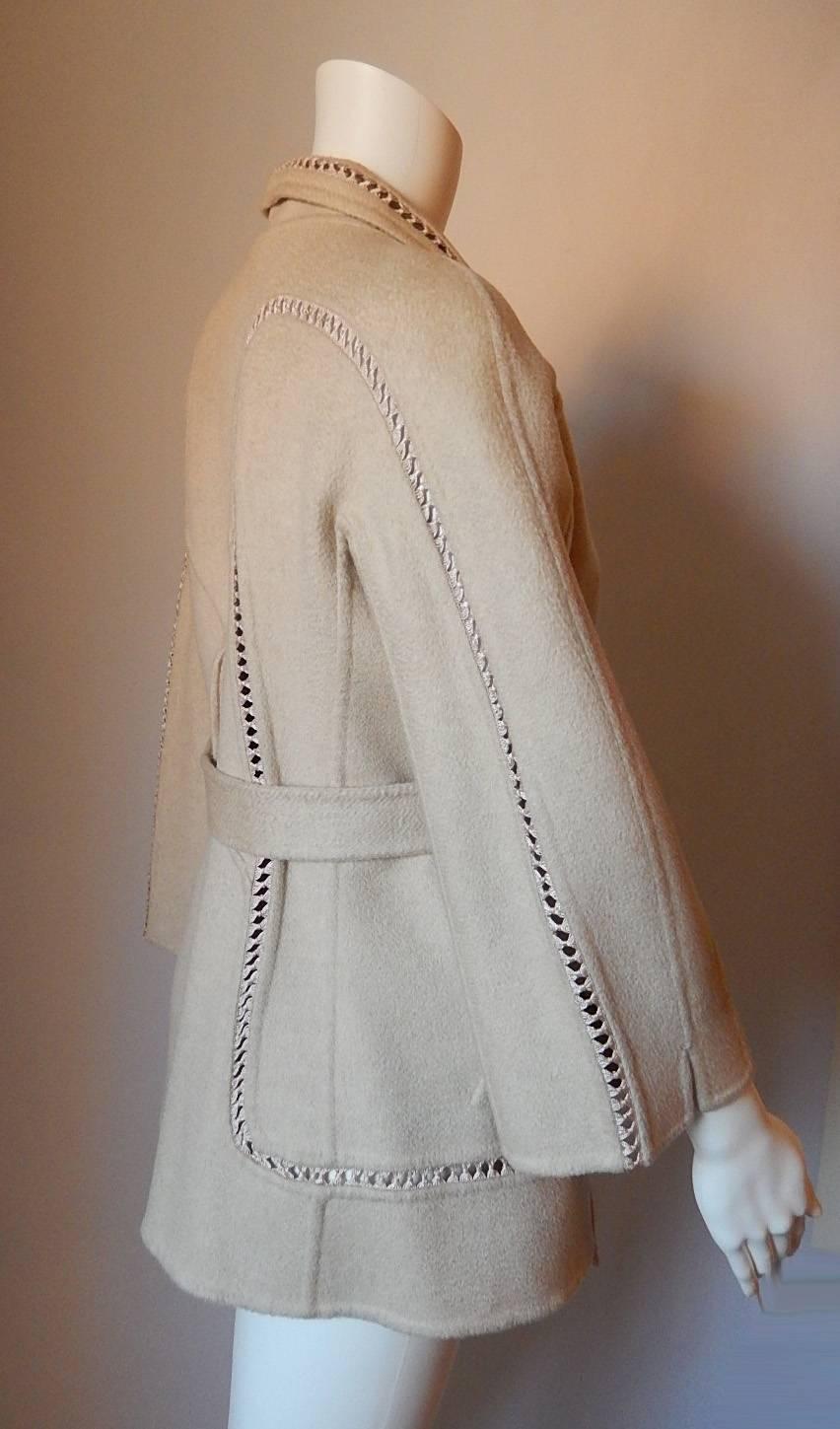 Chado Ralph Rucci 100% Kaschmirjacke mit geknoteten Schleifeneinsätzen Größe 6 im Angebot 1