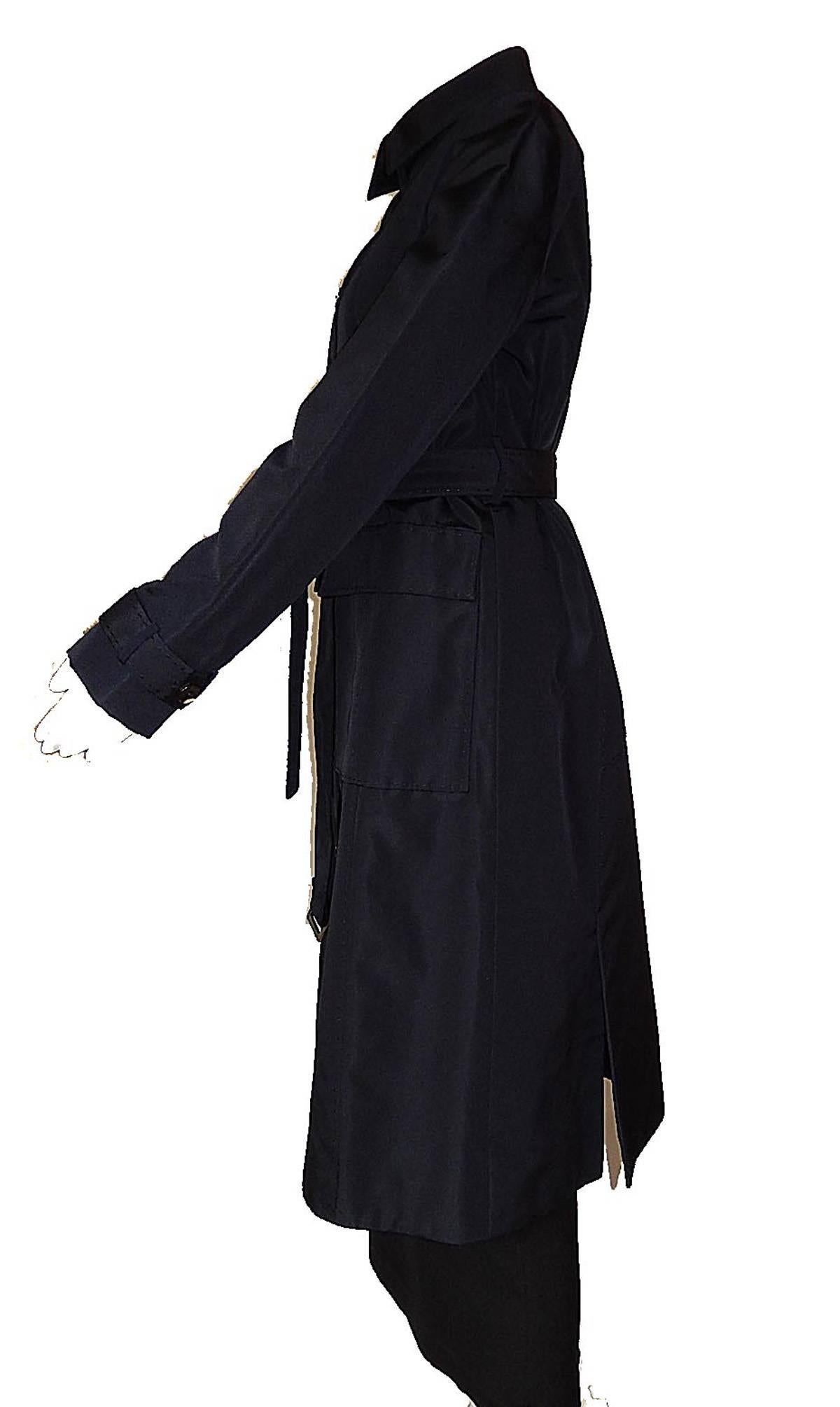 Chado Ralph Rucci Navy 100% Silk Long Coat with Belt Made in US For Sale 1