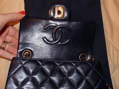 Chanel Navy Classic Cross Body Bag in Lambskin Leather