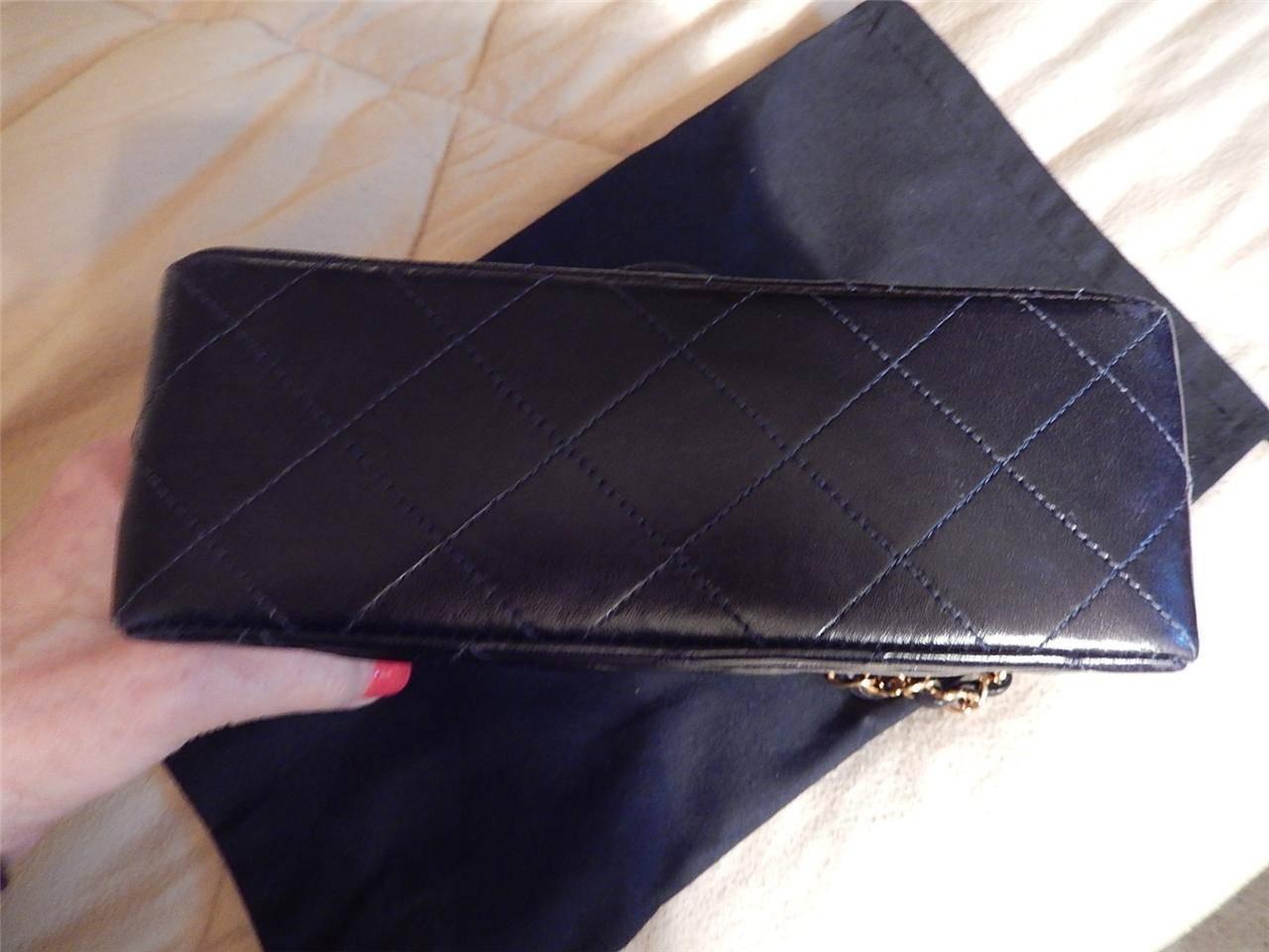Chanel Navy Classic Cross Body Bag in Lambskin Leather In Good Condition For Sale In New York, NY