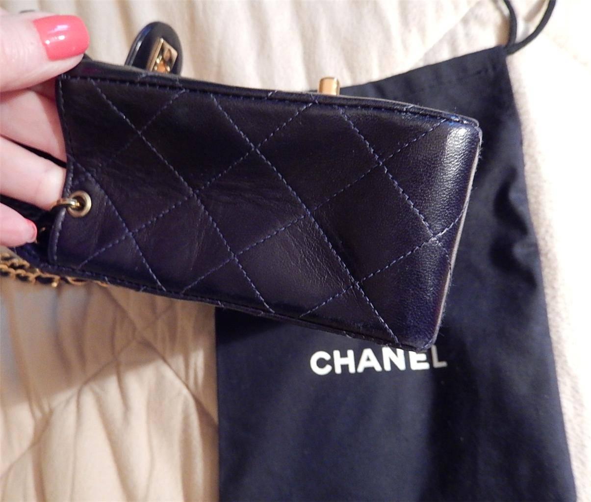 Chanel Navy Classic Cross Body Bag in Lambskin Leather For Sale 2