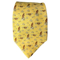 Hermes C.1980s Beaver Print Silk Tie 