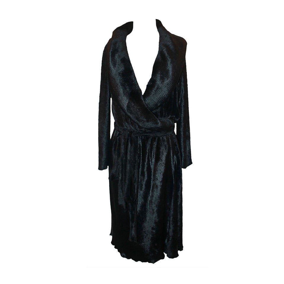 Alaia Black Viscose Blend Wrap Dress/Coat - M