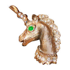 Kenneth Jay Lane Vintage Gold Unicorn Brooch