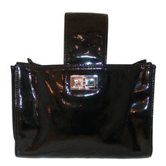 Chanel Black Patent Duel Clutch & Handbag - circa 2007