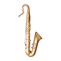 Kenneth Jay Lane Vintage Gold Saxophone Pin - circa 1992