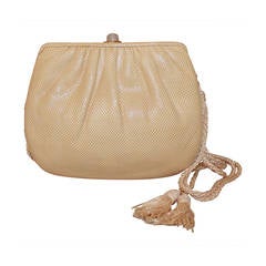 Judith Leiber Vintage Creme Karung Clutch & Crossbody - circa 1990s