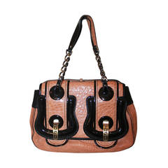 Fendi Brown & Black Patent Leather Handbag