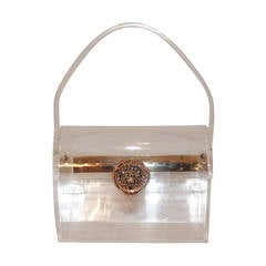 Wilardy Rare Vintage Clear Lucite Treasure Chest Handbag - circa 1950s