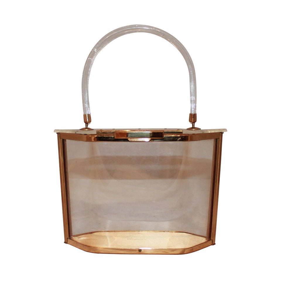 Majestic Vintage Hexagon Clear Lucite Handbag - circa 1950s