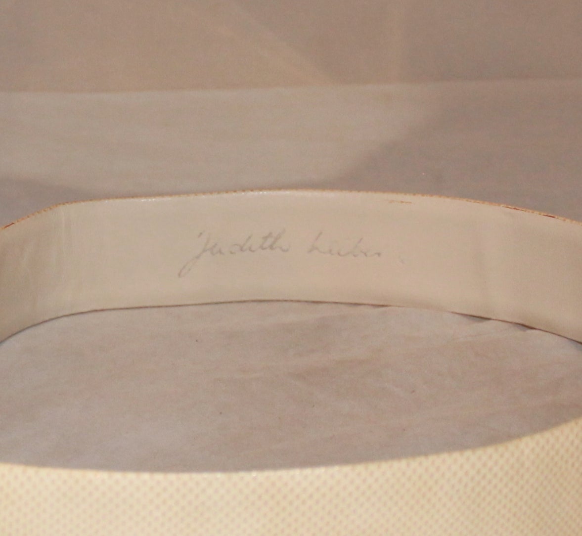 Judith Leiber Vintage Creme Lizard Belt with Stone Buckle 1