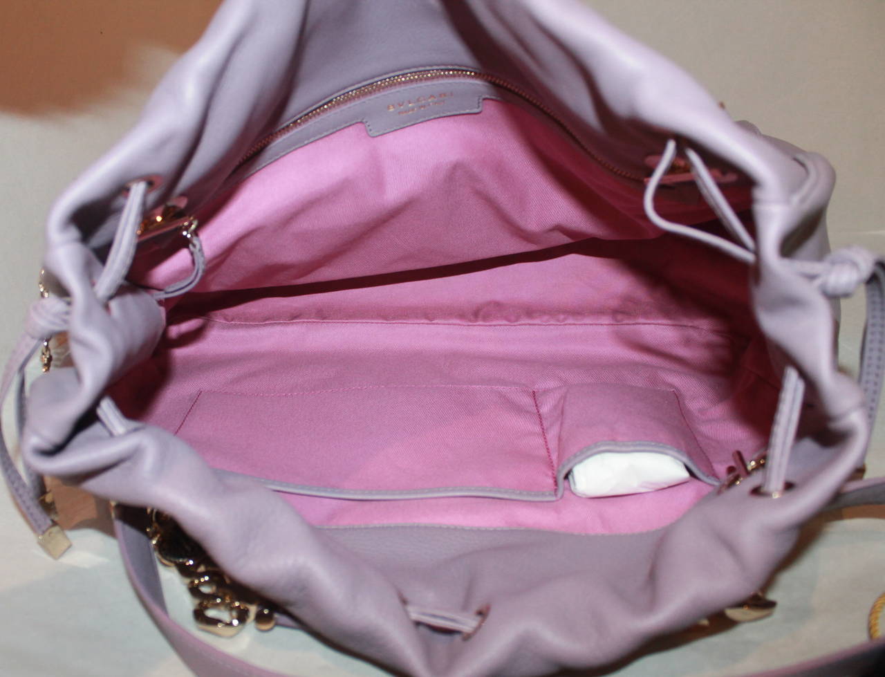 Women's Bulgari Lavender Leather Shoulder Bag GHW