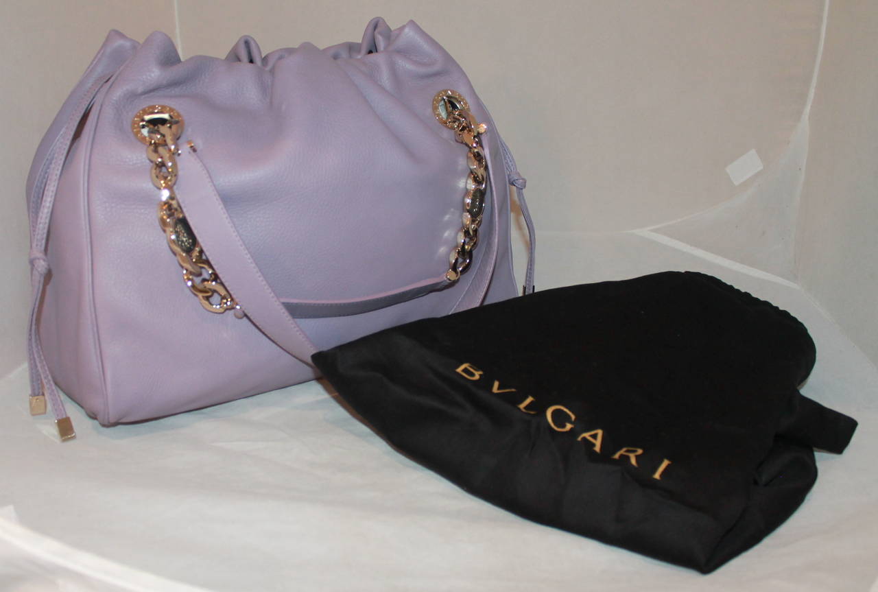 Bulgari Lavender Leather Shoulder Bag GHW 1