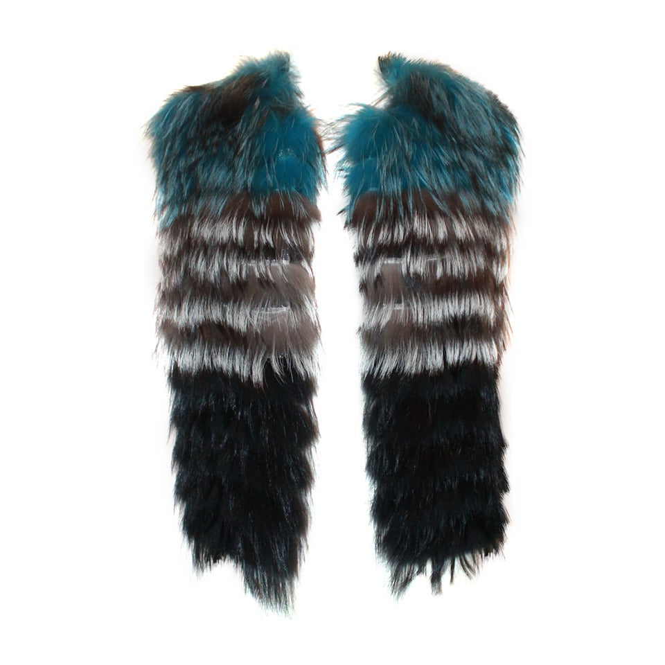 Olivia Preckel Blue, Grey, Black Fox Fur Vest - M - New