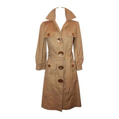 Oscar De La Renta Beige Cotton Trench Coat - 4