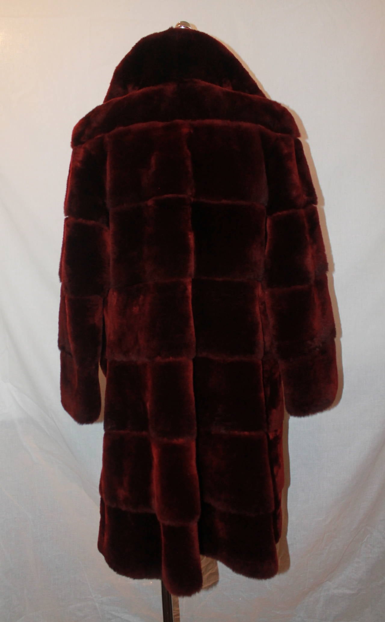 Olivia Preckel Burgundy Beaver Fur Coat - New - M 1
