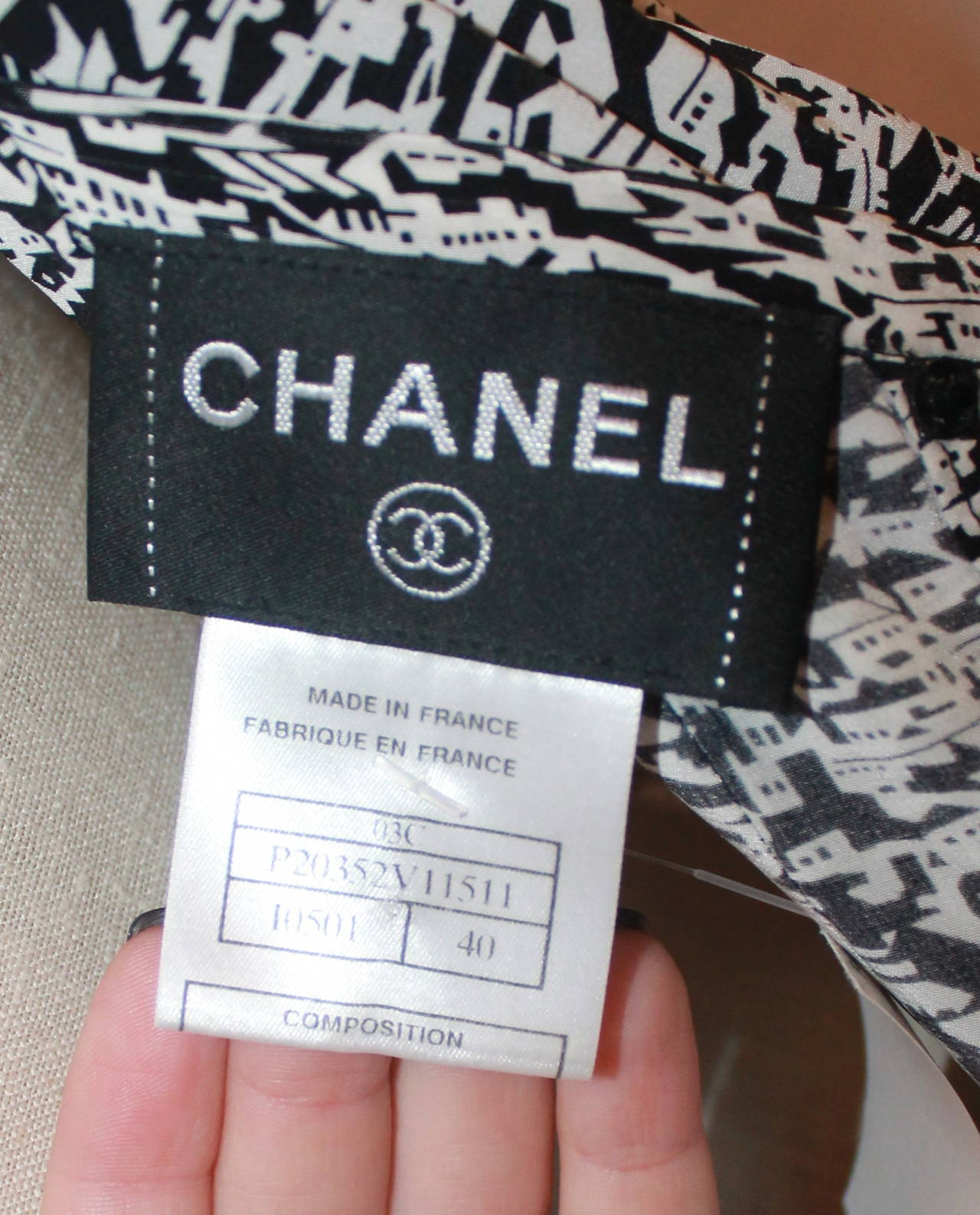Chanel Black & White Printed Shawl Dress- 40 1