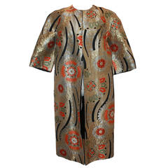 Vintage Gold Asian Style Brocade Coat - M - circa 1960s