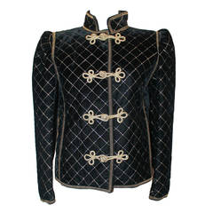 YSL Vintage Black & Gold Stitched Jacket - 34 - circa 1980s
