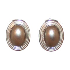 Christian Dior Vintage Mabe Grey Pearl Clip Earrings - circa 1980s