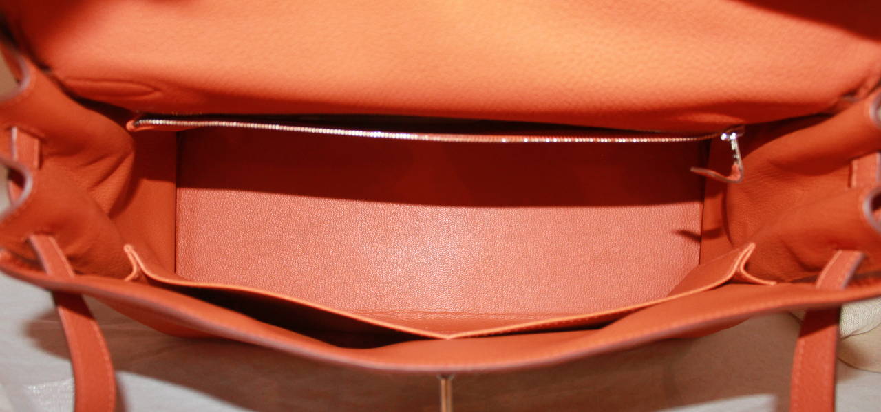 Hermes Orange Leather Kelly Handbag SHW - circa 2012 1