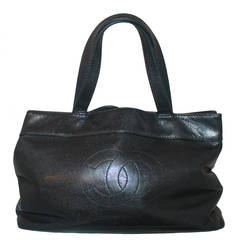 Chanel Black Caviar Leather "CC" Tote - circa 2003 Chanel Black Caviar Leather "CC" Tote - circa 2003