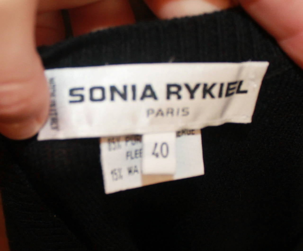 Women's Sonia Rykiel Black Wool Blend Rhinestone Sweater - 40
