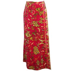 Emilio Pucci 1970’s Magenta & Olive Butterfly Velvet Maxi Skirt - Size M